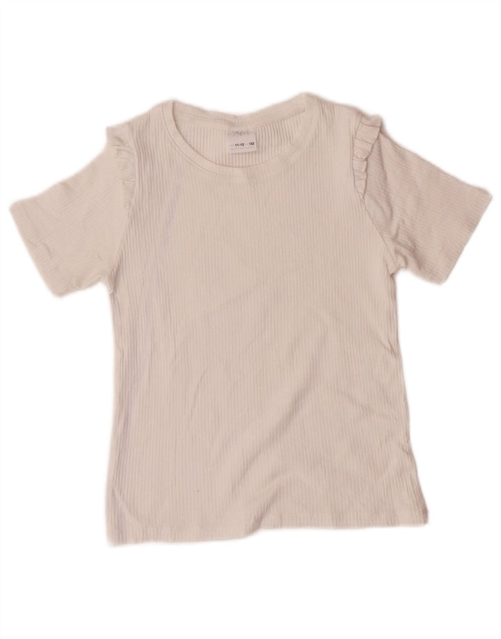 Zara Pige T-Shirt Top 11-12 År Hvid