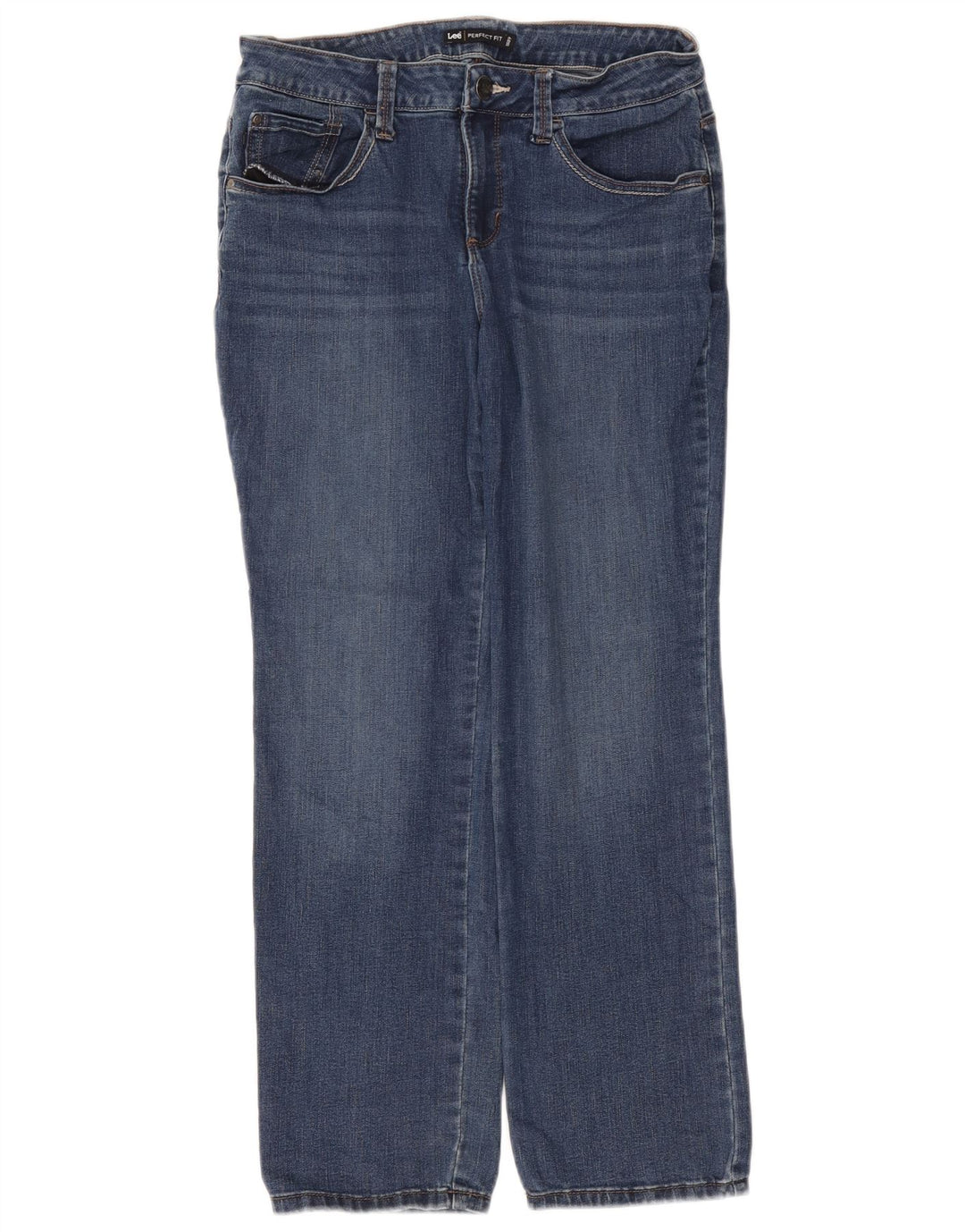 Lee Womens Perfect Fit Straight Jeans US 8 Medium W30 L29 Blue Cotton