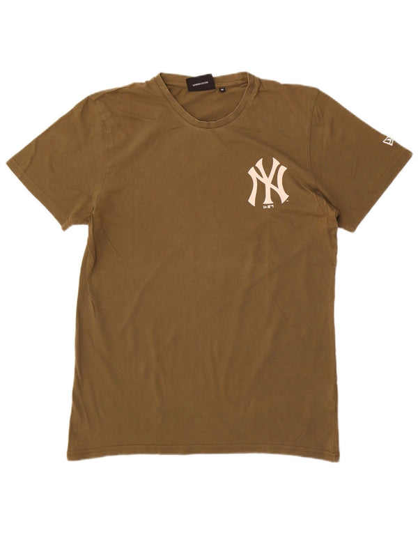 New Era Herre New York Yankees Grafisk T-Shirt Top Medium Khaki Bomuld