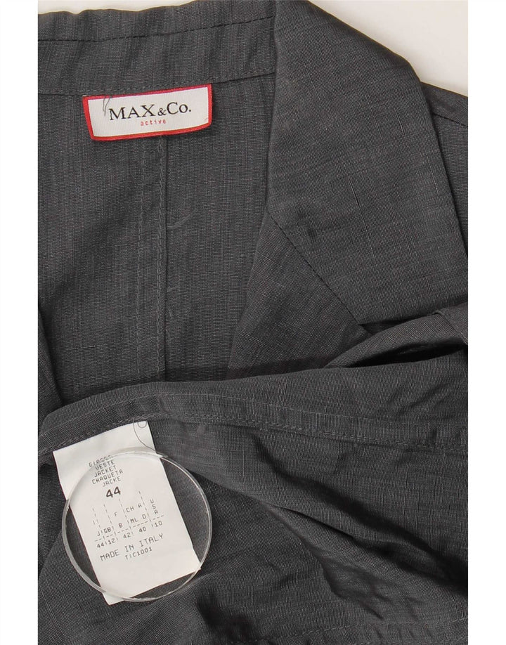 Max & Co. Dame Longline 3-knaps blazerjakke UK 12 Medium Grey Linen