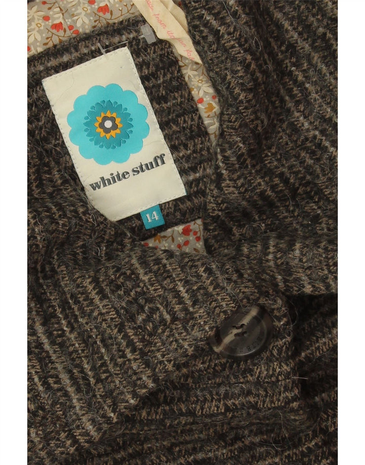 White Stuff Dame Overfrakke UK 14 Large Gråstribet Polyester