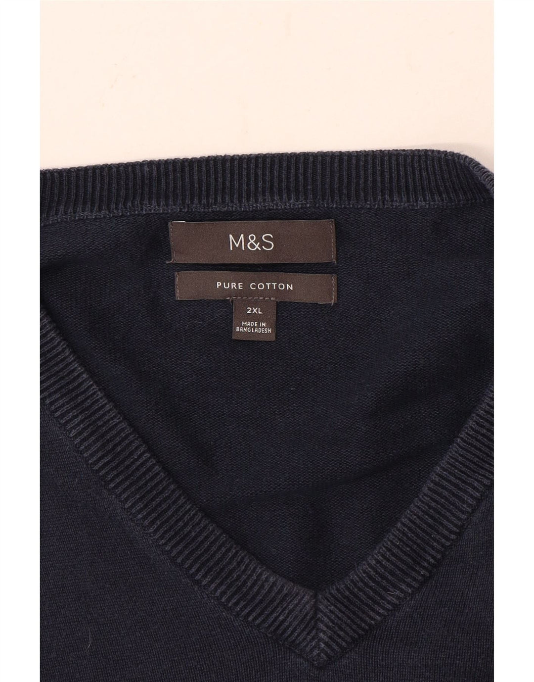 Marks & Spencer Herre V-hals sweater 2XL marineblå bomuld