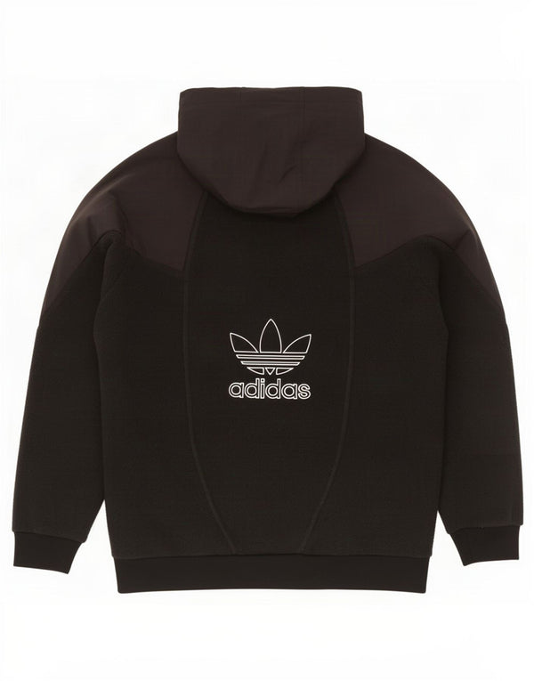 Adidas Herre grafisk fleecetrøje med hætte Medium Sort Colourblock Polyester
