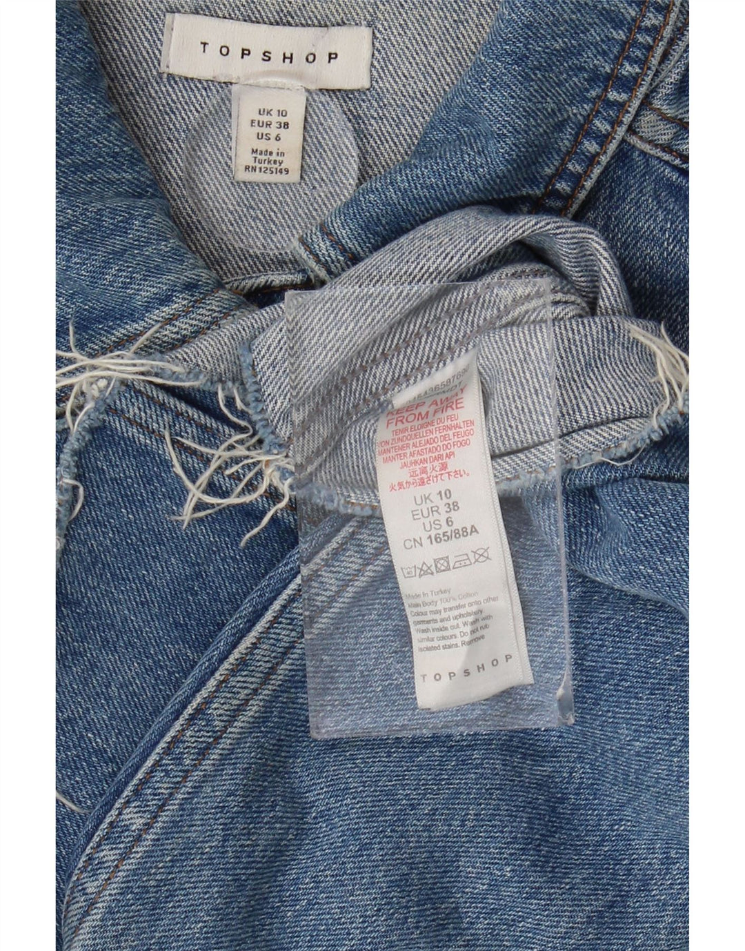 Topshop Womens Crop Oversized denimjakke UK 10 Small Blue Cotton