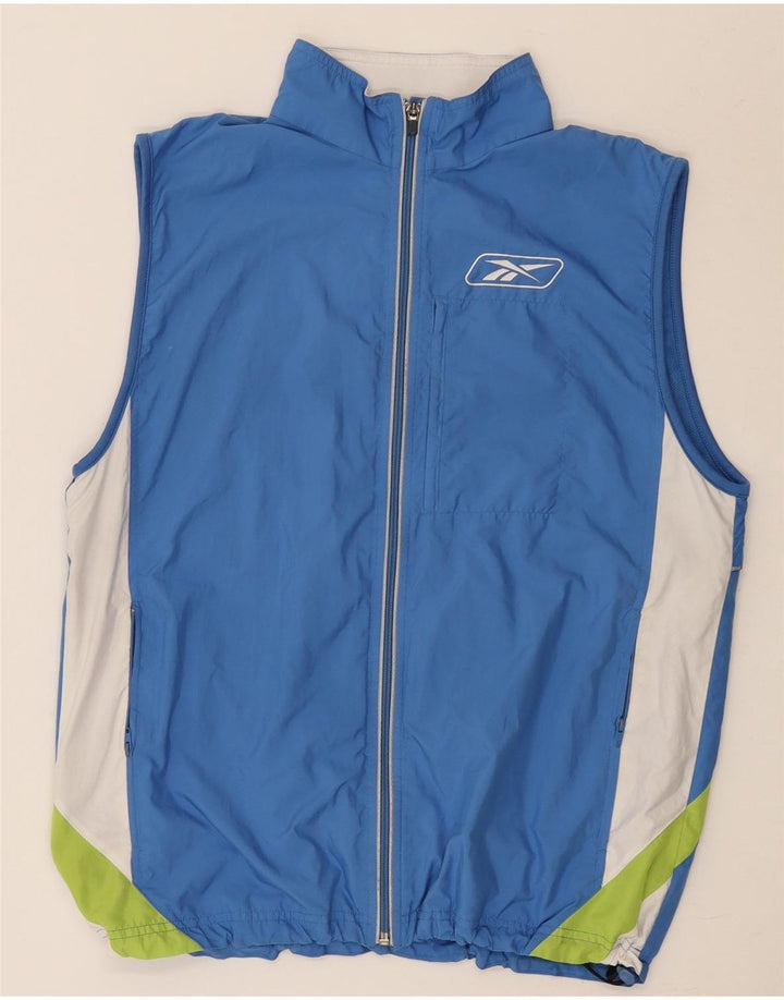 Reebok Herre Gilet UK 38 Medium Blue Colourblock Polyester