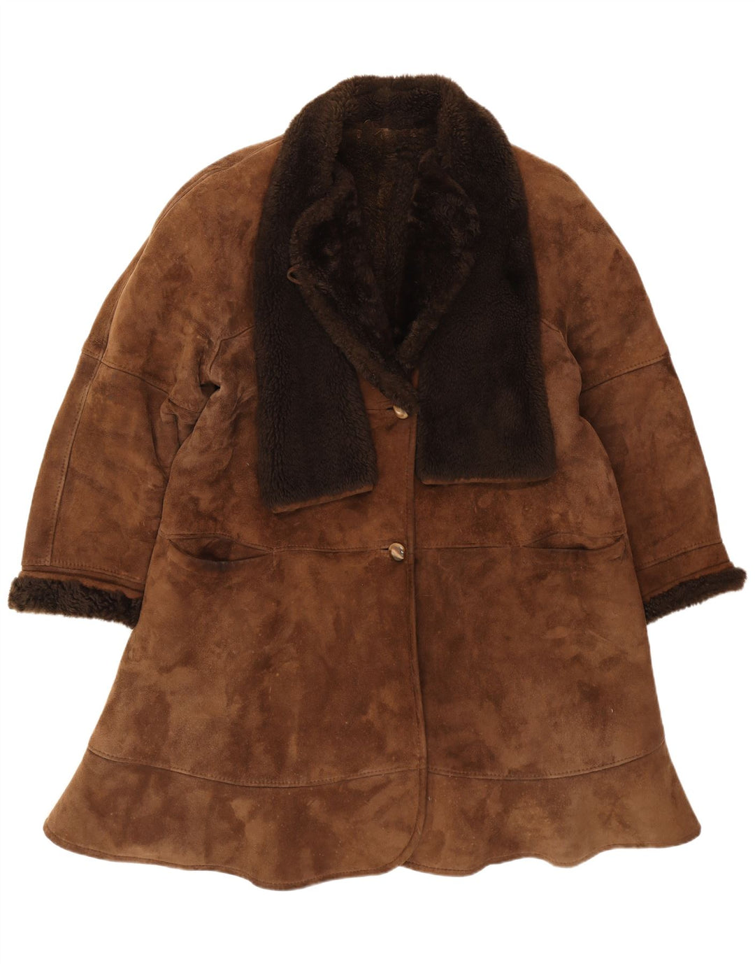 Vintage Dame Loose Fit Shearling Coat IT 44 Medium Brown Shearling Winter