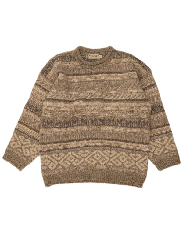 Vintage Herre Turtle Neck Jumper Sweater Large Grey Fair Isle Wool