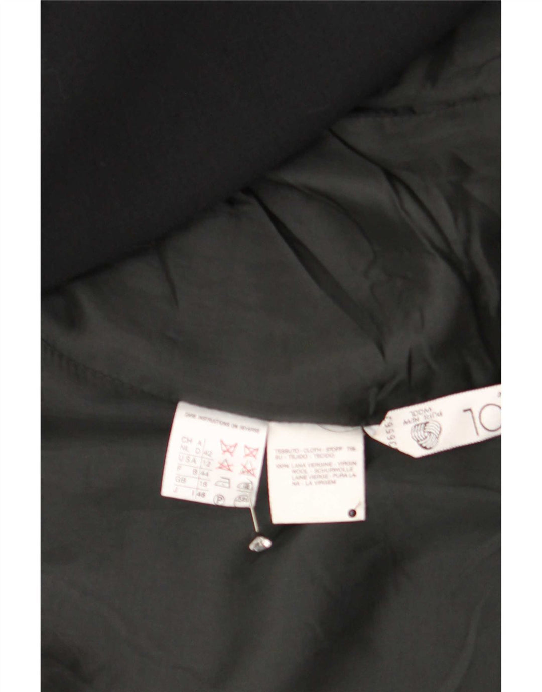 Max Mara Dame 1 Knap Blazer Jacket UK 16 Large Black Virgin Wool