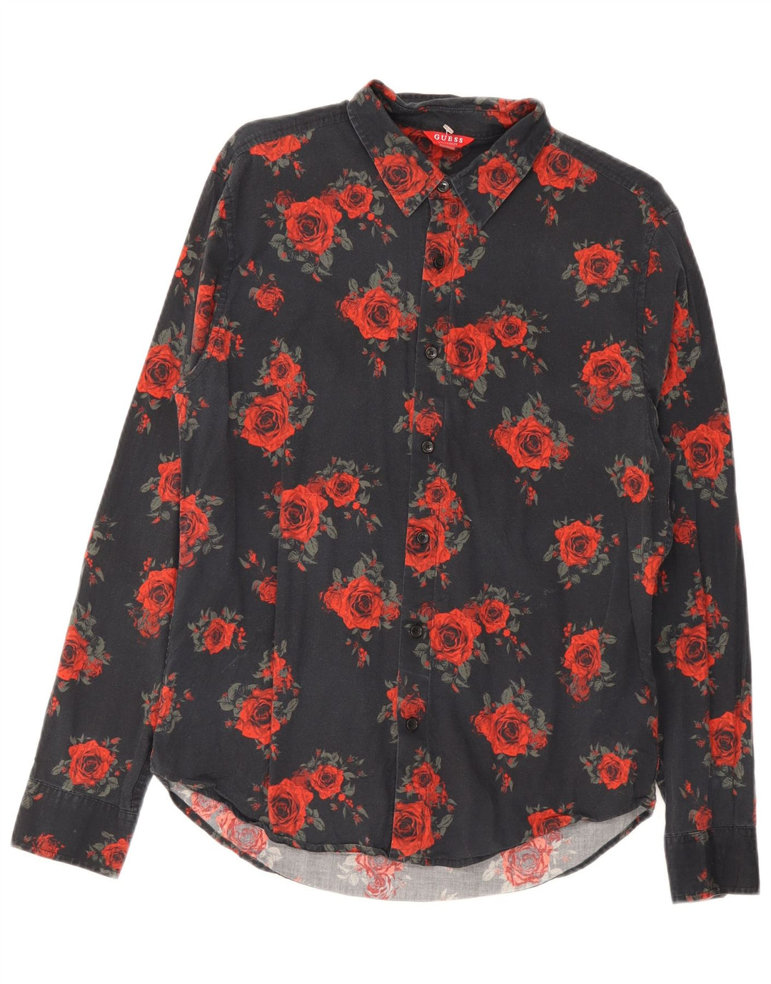 Guess herreskjorte medium sort blomstret bomuld