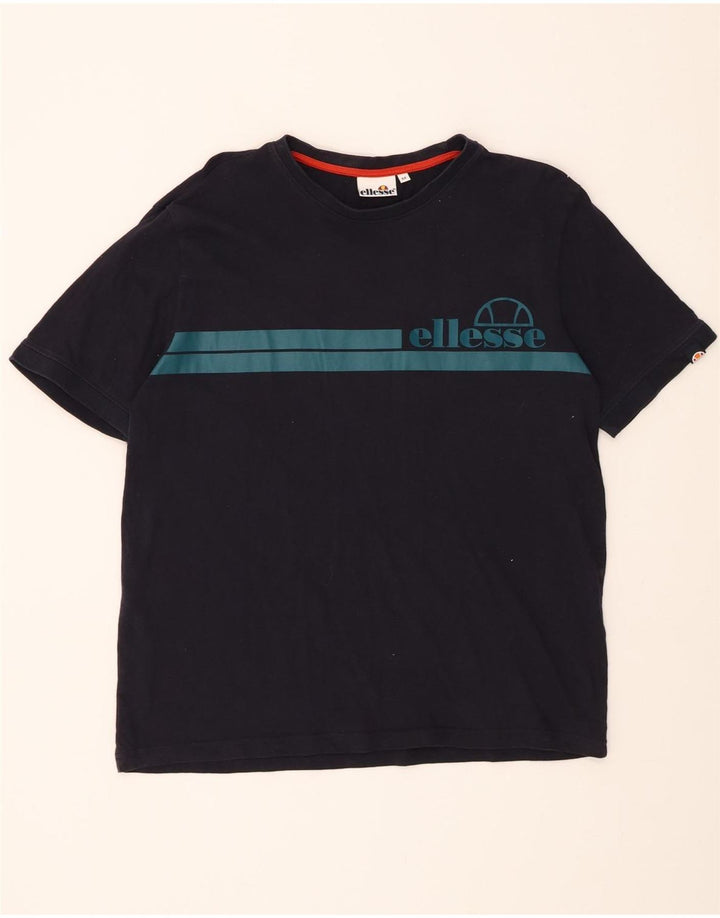 ELLESSE Mens Graphic T-Shirt Top Medium Navy Blue Vintage Ellesse and Second-Hand Ellesse from Messina Hembry 