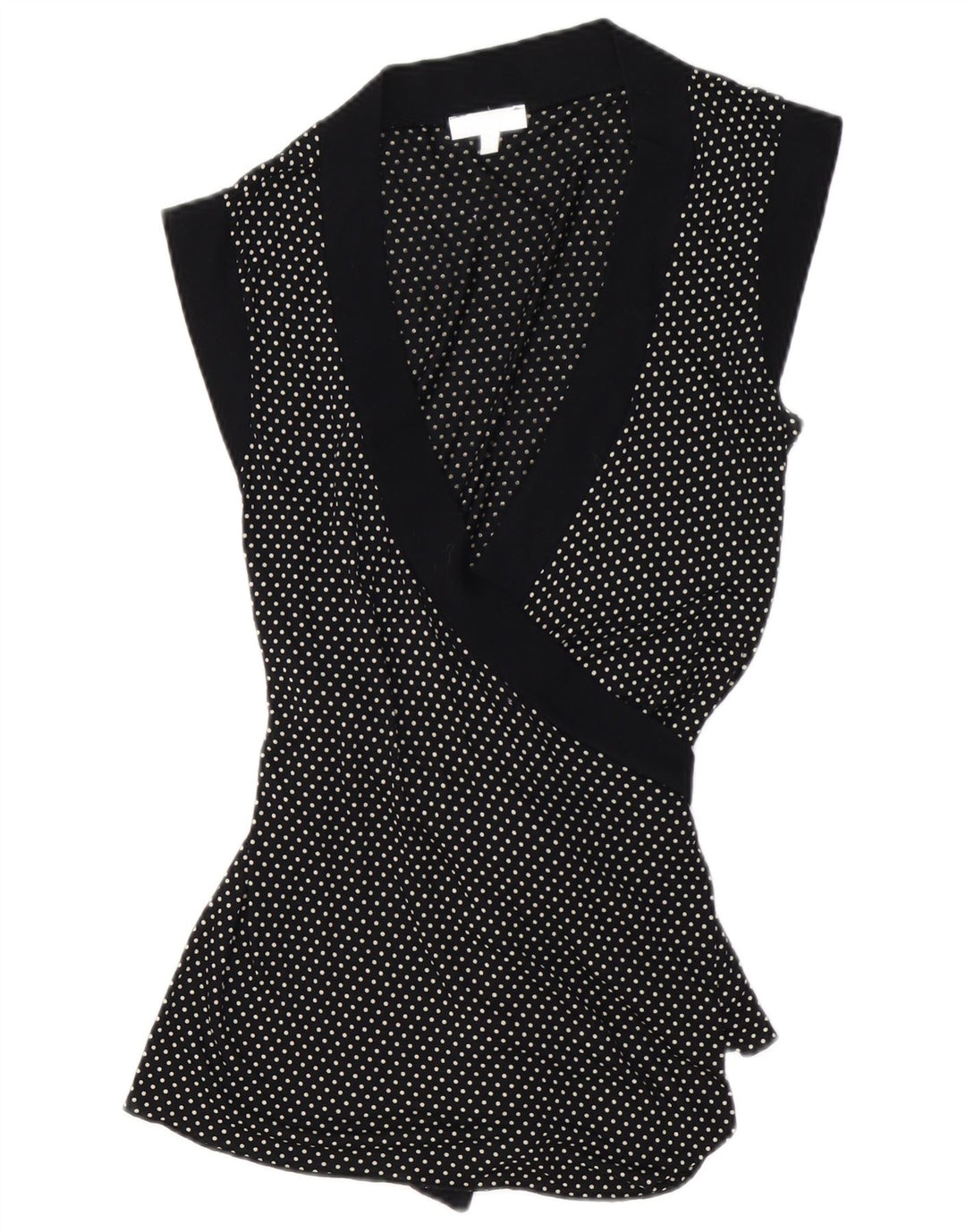 KOOKAI Womens Wrap Ærmeløs Cardigan Top US 3 Small Black Polka Dot