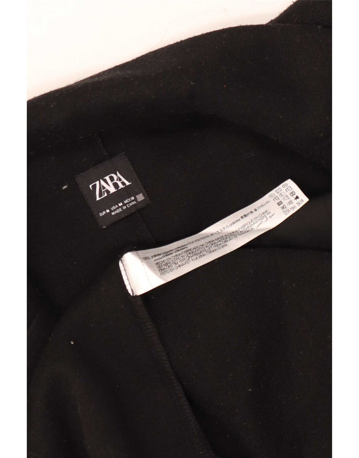 Zara Dame Overfrakke UK 12 Medium Sort Polyester