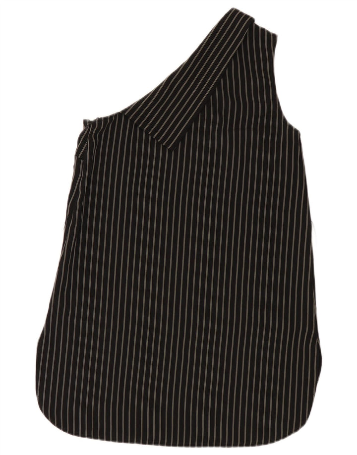 Karen Millen Dame One Shoulder Kjole UK 8 Lille sort stribet polyester