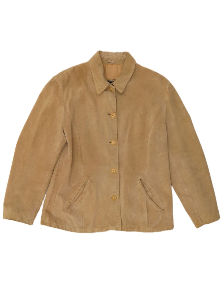 Vintage dame ruskindsjakke IT 46 Stort beige læder