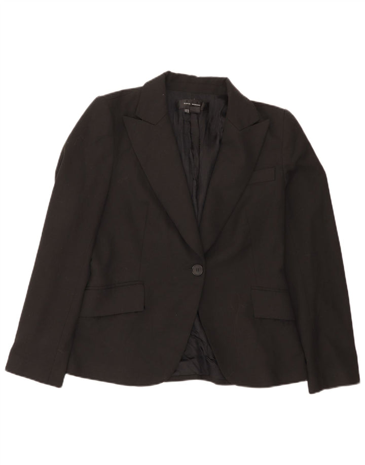 Zara Dame 1-knaps blazerjakke EU 40 Medium Sort Polyester