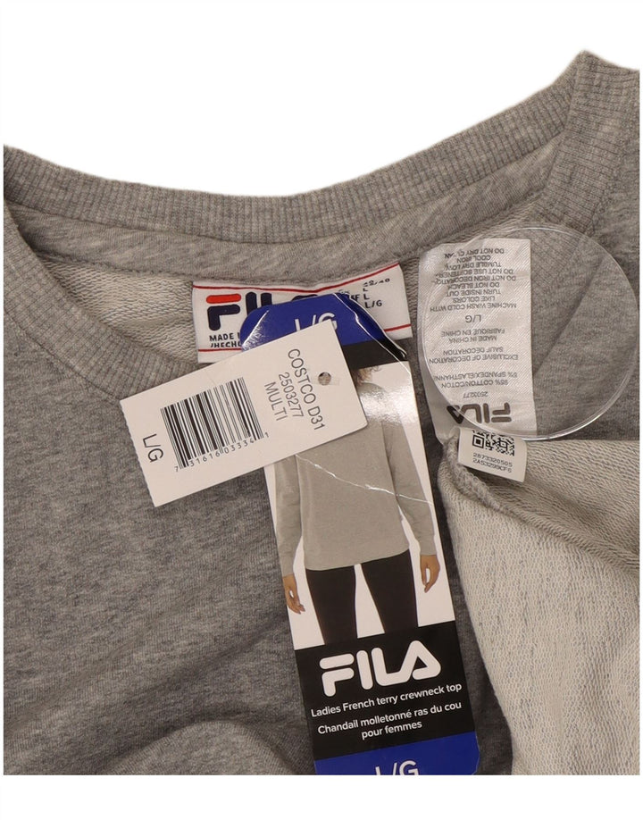 Fila Dame Sweatshirt Jumper UK 16 Stor Grå Bomuld