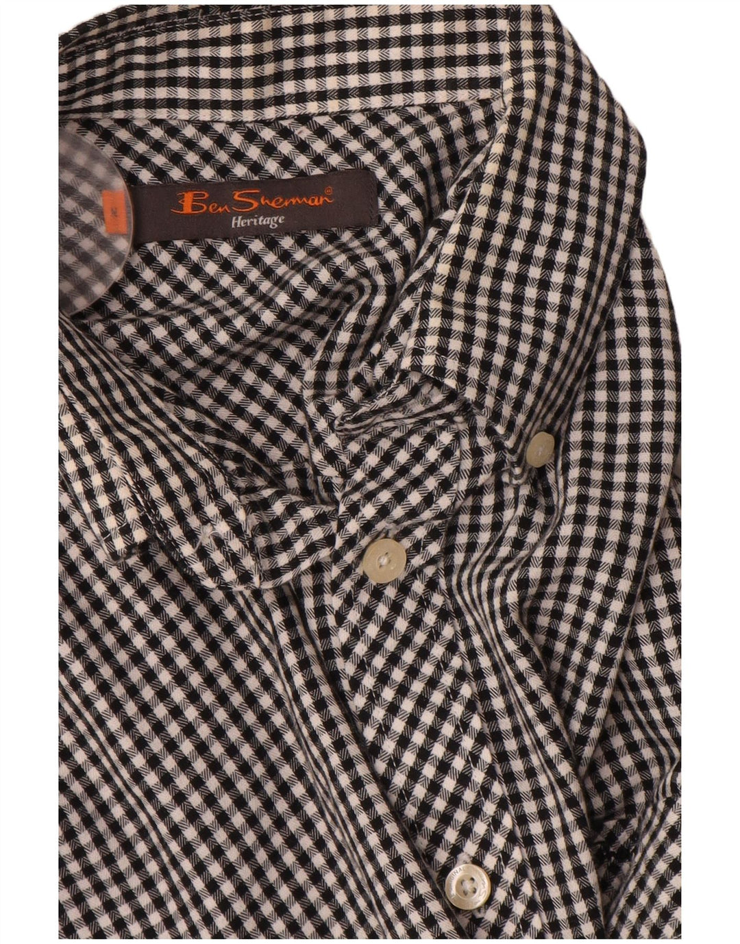 BEN SHERMAN Heritage skjorte mellem sort Gingham bomuld