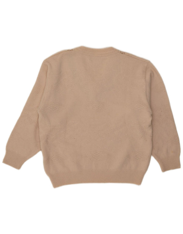 Malagrida Dame V-hals sweater UK 18 XL Beige Geometrisk