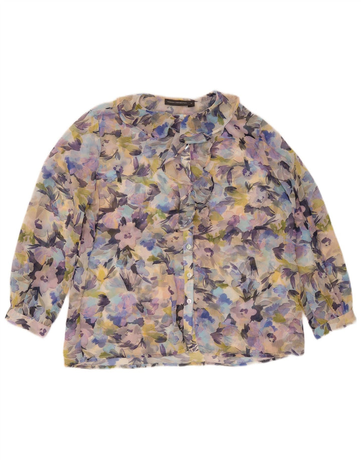 French Connection Dame Se Through Shirt Bluse UK 10 Small Multicolored