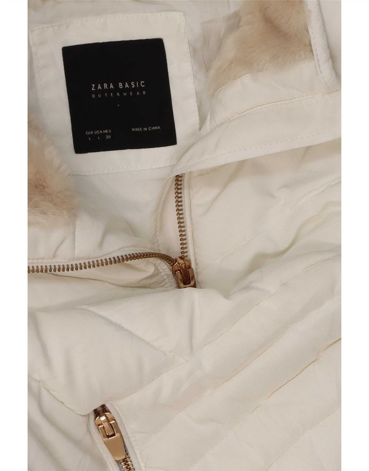 Zara Dame Polstret Jakke UK 14 Large White