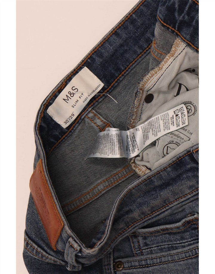 Marks & Spencer Herre Slim Fit Slim Jeans W30 L29 Blå Bomuld