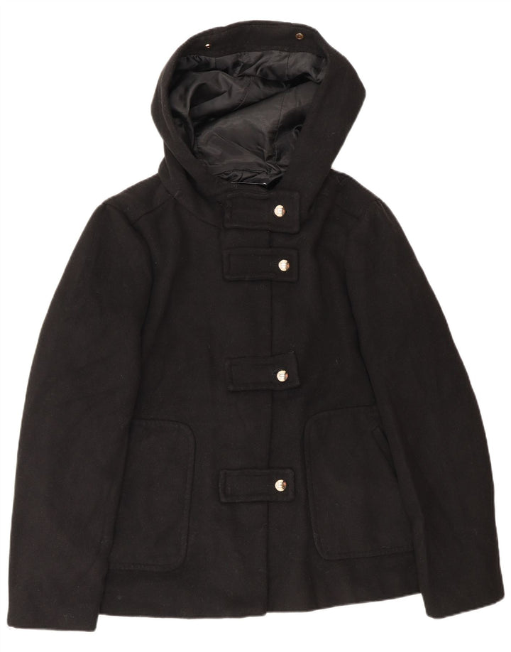 Zara Dame Hætte Duffle Jacket UK 16 Large Black