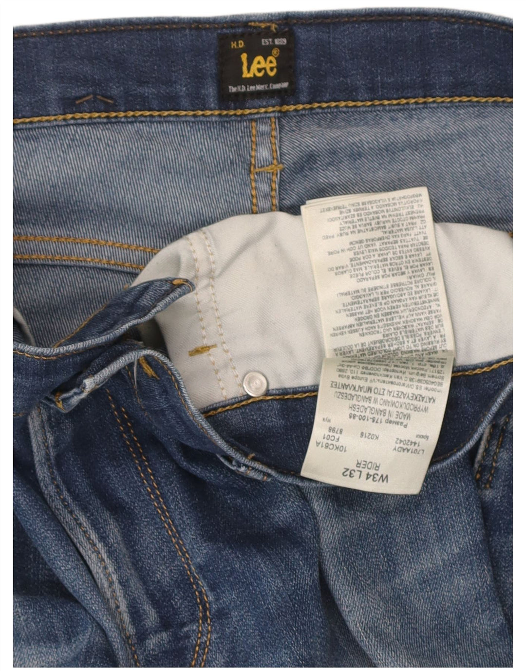Lee Herre Rider Slim Jeans W34 L32 Blå Bomuld