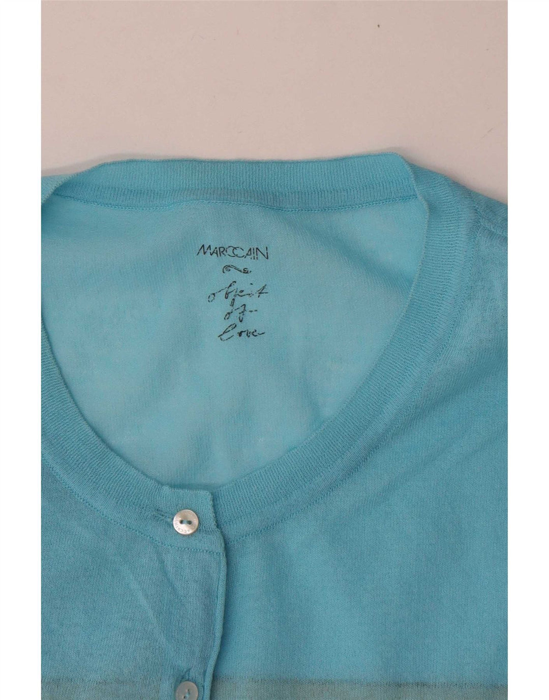 Marccain Womens Crop Cardigan Sweater UK 14 Mellem blå stribet
