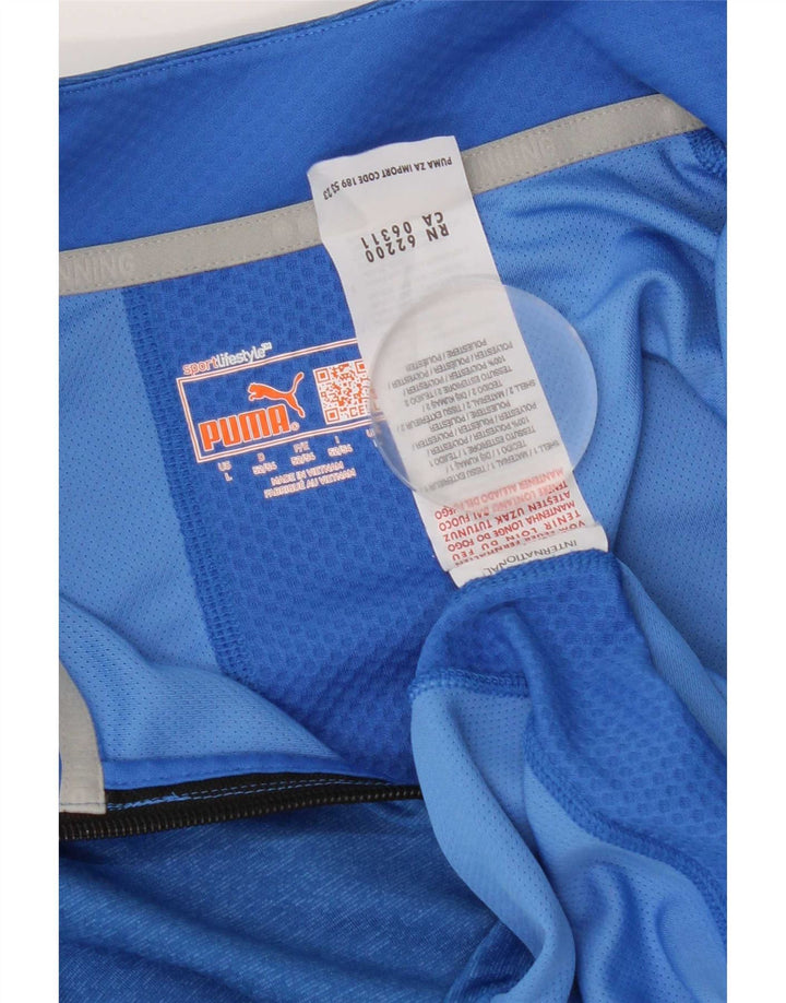 Puma Herre Zip Neck Pullover Træningsdragt Top Stor Blå Colourblock