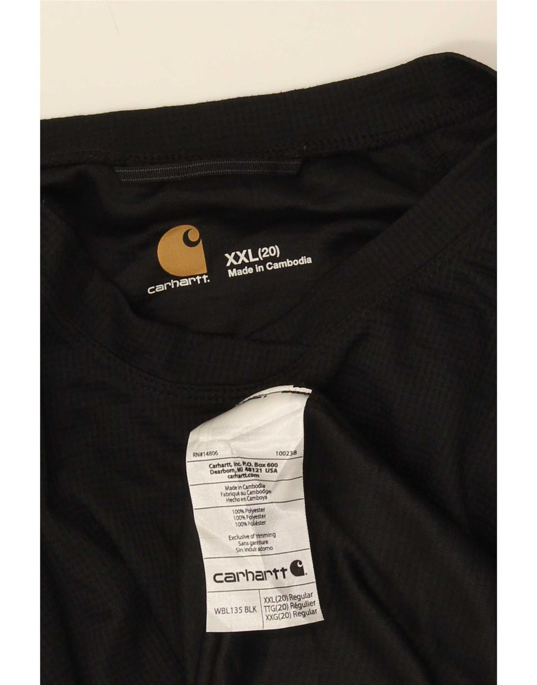 Carhartt Dame Top Langærmet UK 20 2XL Sort Polyester