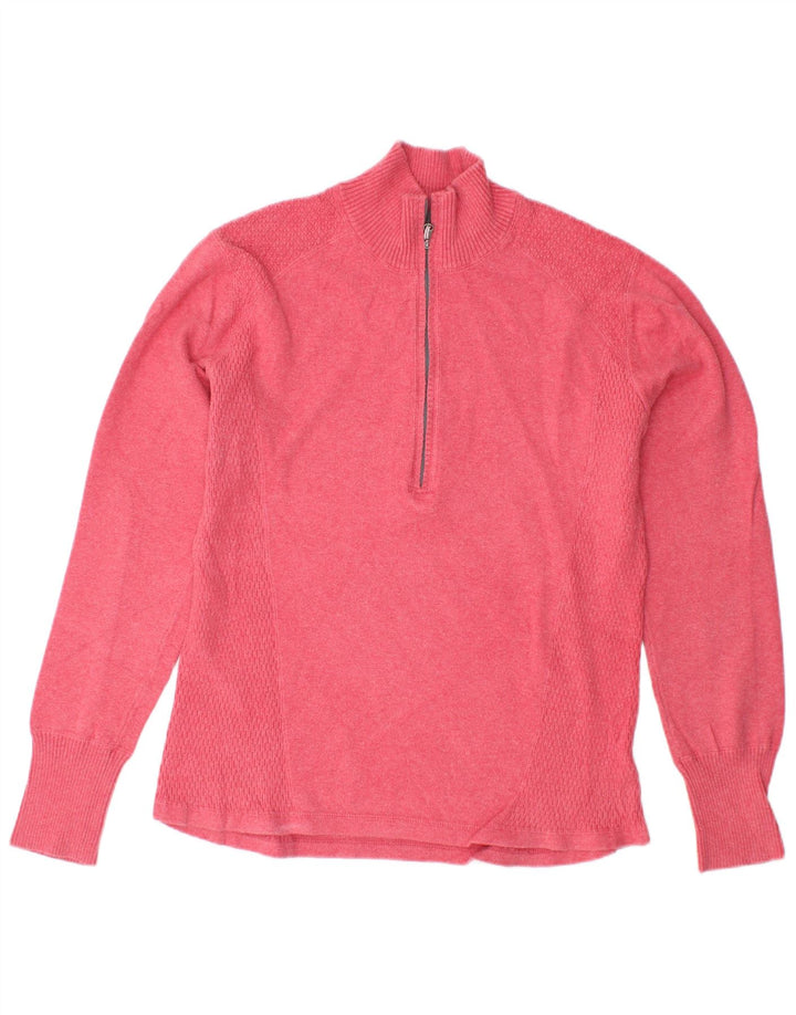 EDDIE BAUER Dame sweater med lynlås i halsen UK 16 Stor Pink Bomuld