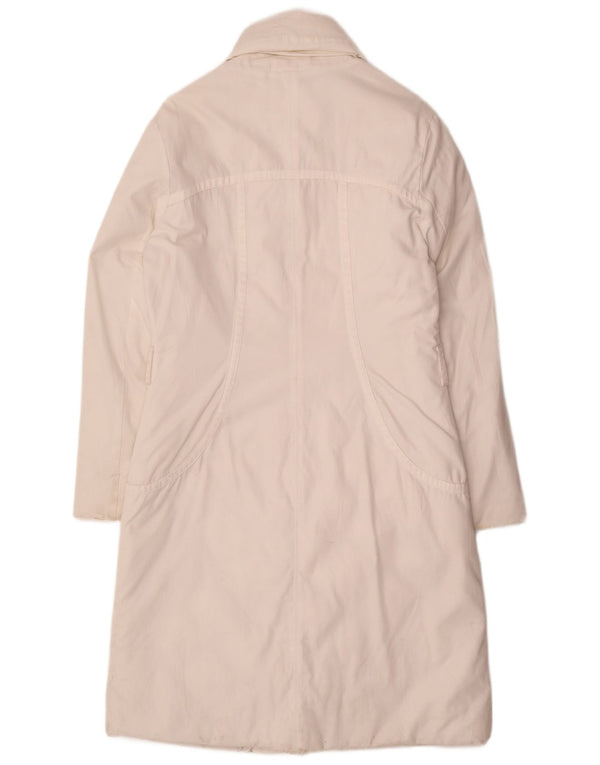 Trussardi Jeans Dame Polstret Frakke IT 44 Medium Hvid Bomuld