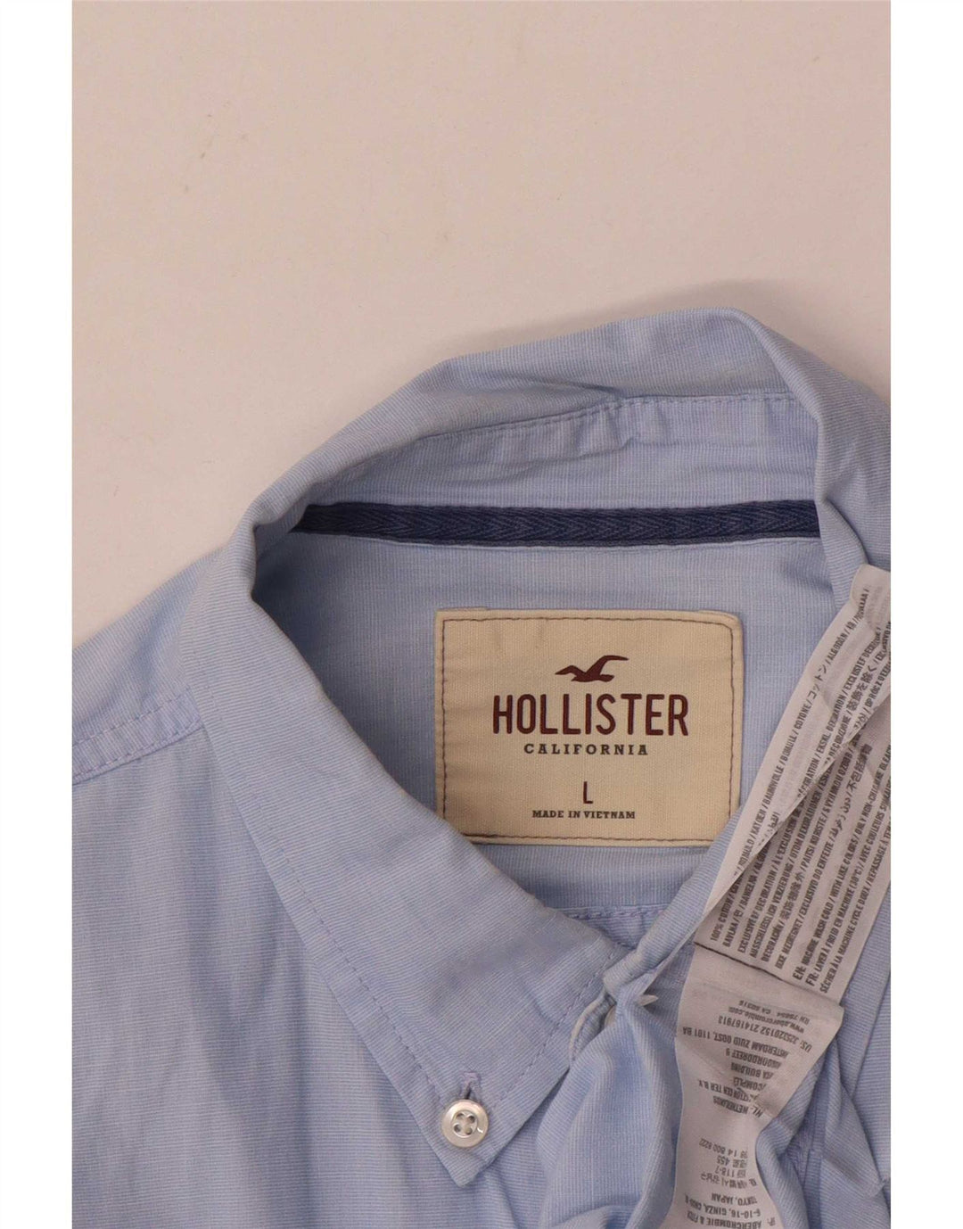 Hollister herreskjorte stor blå bomuld