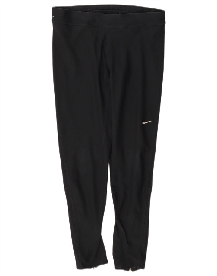 Nike Dame Dri Fit Leggings UK 14 Medium Navy Blue Polyester
