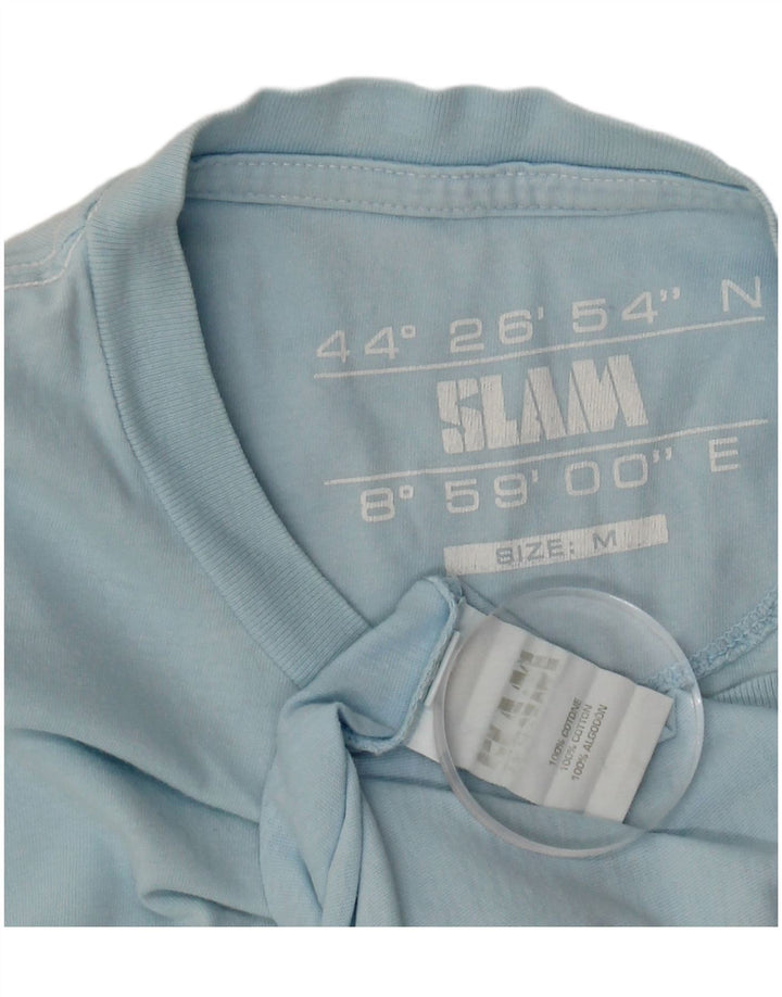 SLAM Herre grafisk T-shirt Top Medium Blue Bomuld