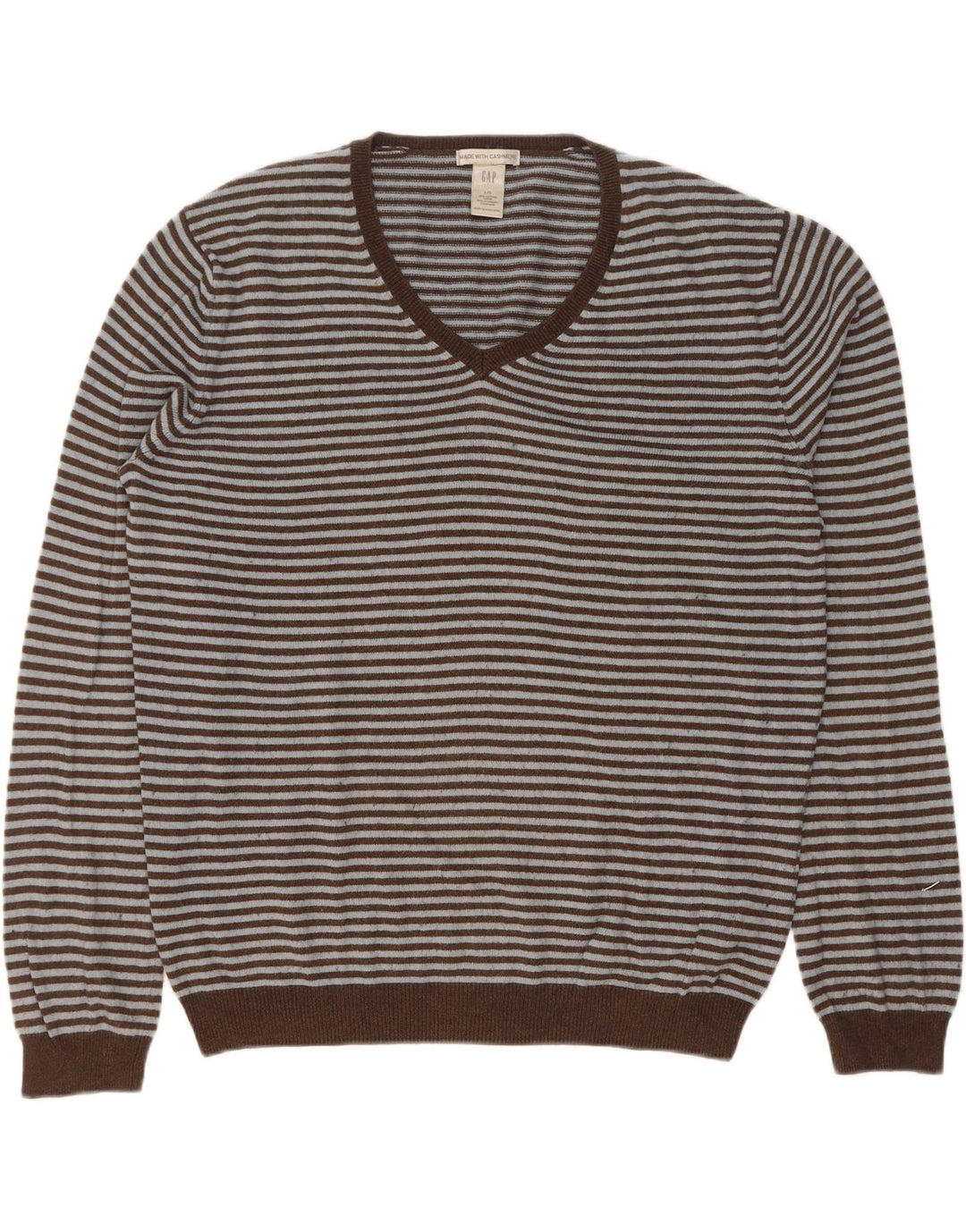 Gap Herre V-hals sweater Stor brun stribet bomuld
