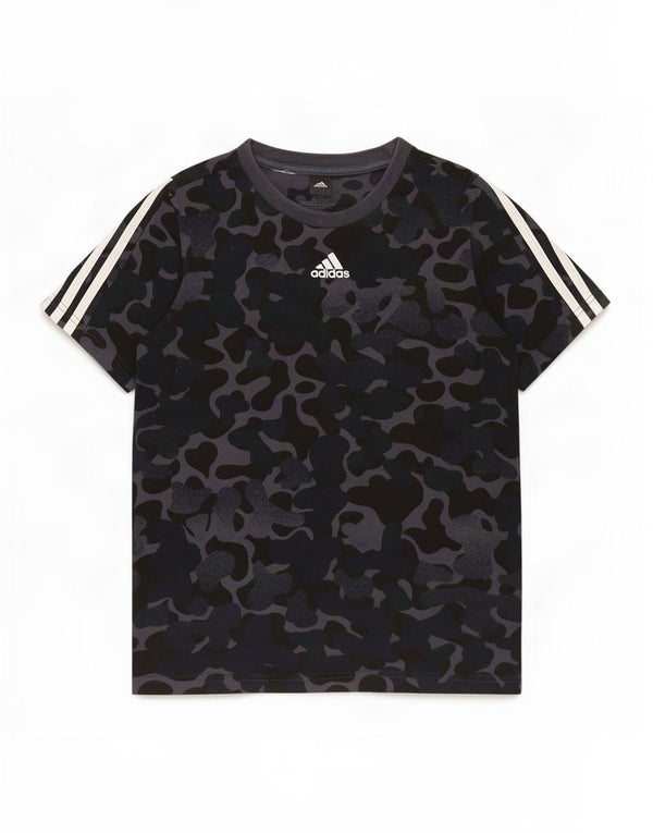 Adidas Boys T-Shirt Top 11-12 år Sort Camouflage Bomuld