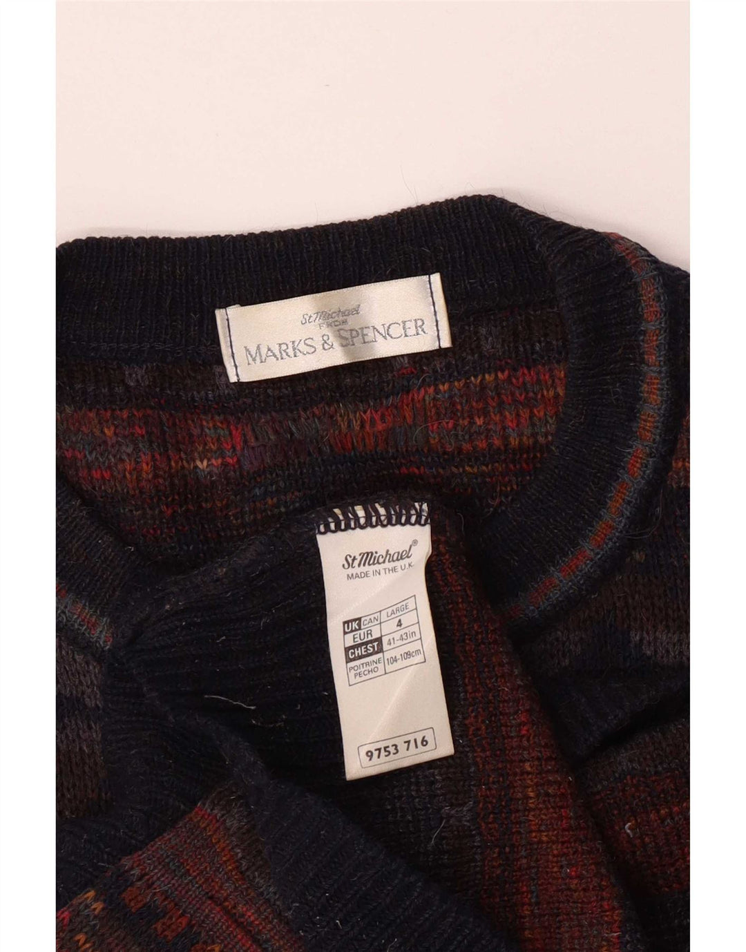 Marks & Spencer Herre Boat Neck Jumper Sweater Stor Flerfarvet