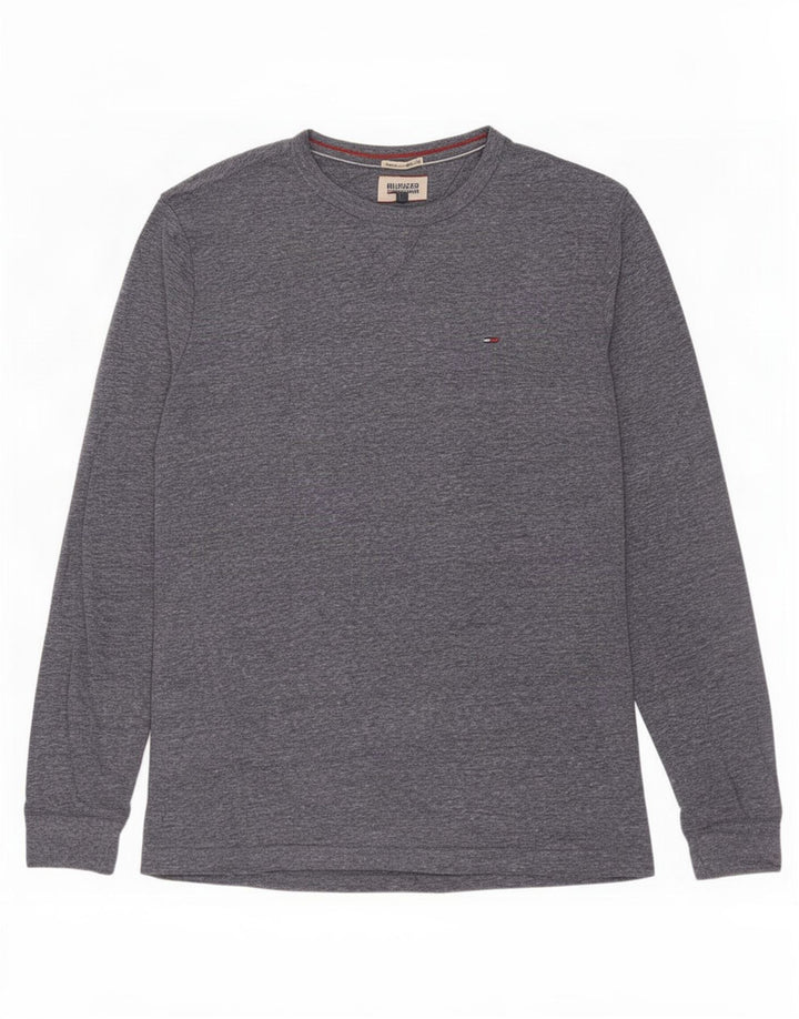 Tommy Hilfiger Herre Top Langærmet Large Navy Blue Flecked Polyester