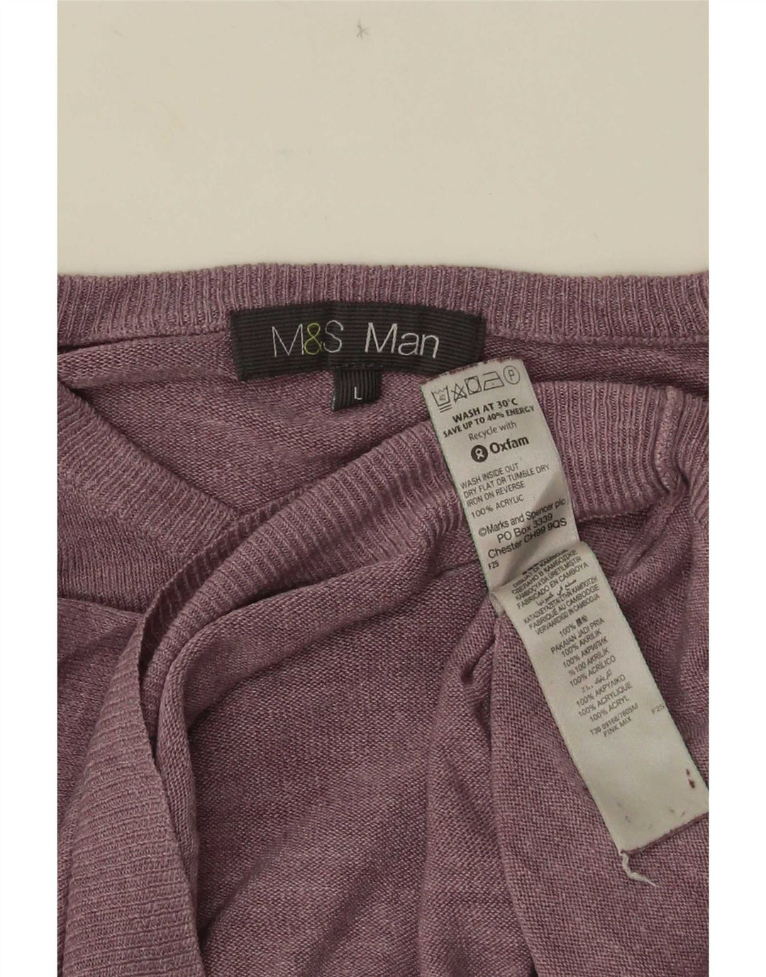 Marks & Spencer Herre sweater med rund hals, stor lilla akryl
