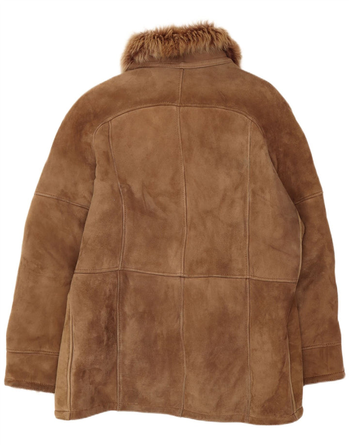 Vintage Dame Loose Fit Shearling Jacket IT 50 XL Brun Klassisk