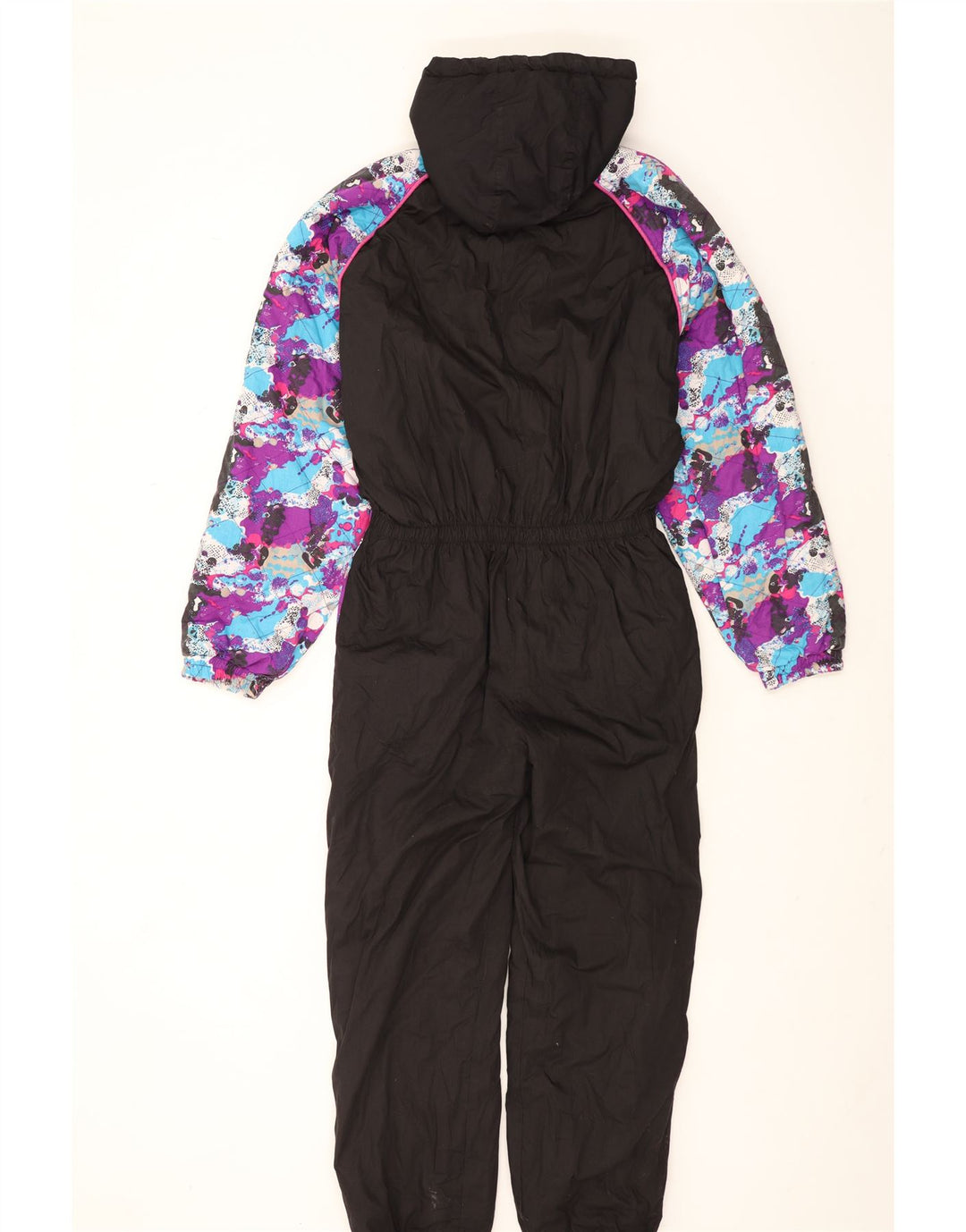 Vintage Ski Jumpsuit med hætte til mænd Medium Sort Colourblock Polyester