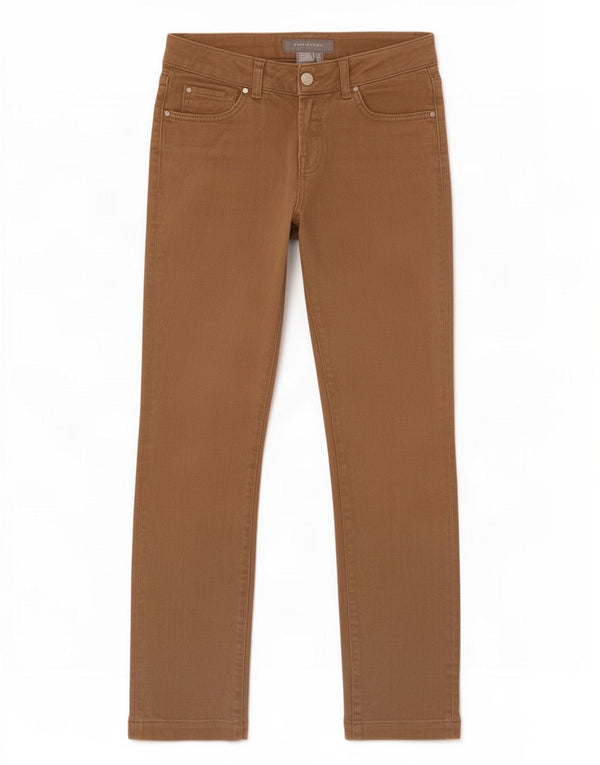 Zara Dame Straight Jeans EU 34 2XS W24 L27 Beige Bomuld