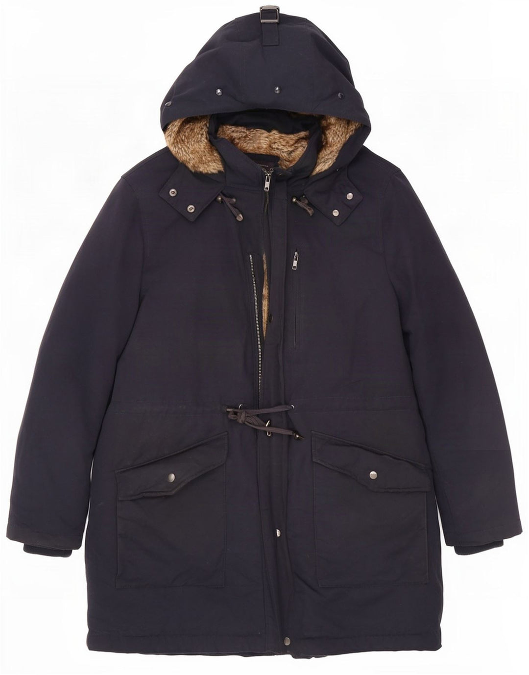 Marks & Spencer Dame Hooded Parka Jacket UK 20 3XL Navy Blue Polyester