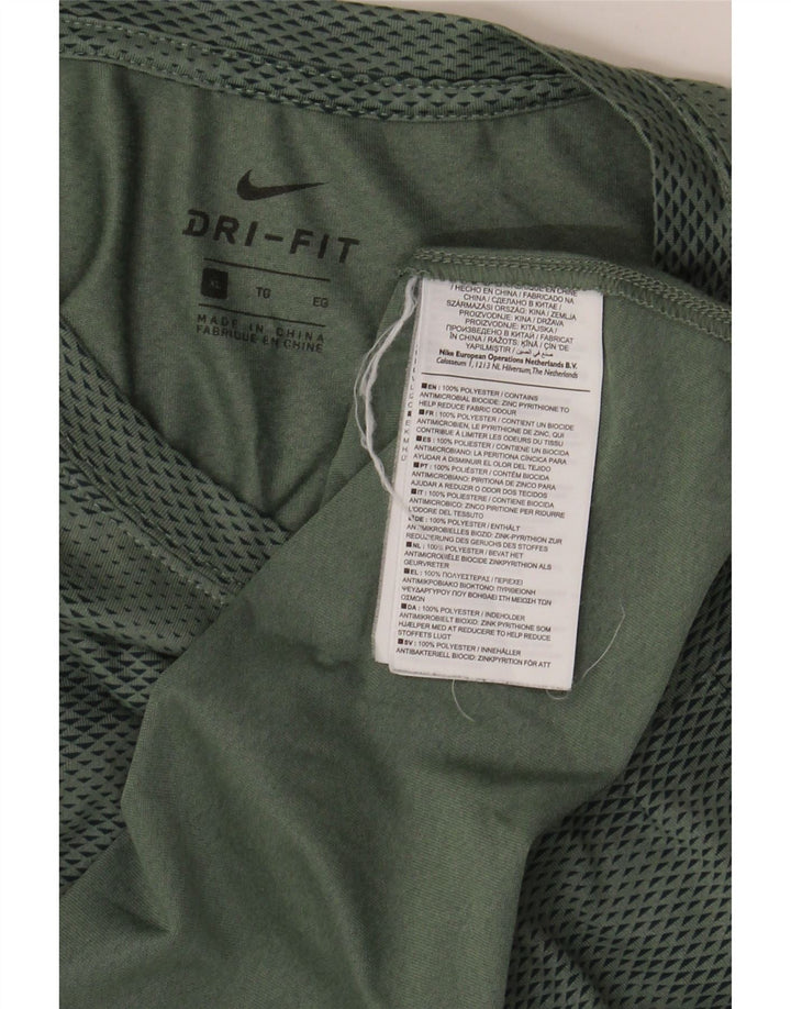 Nike Herre Dri Fit T-Shirt Top XL Grøn Camouflage Polyester