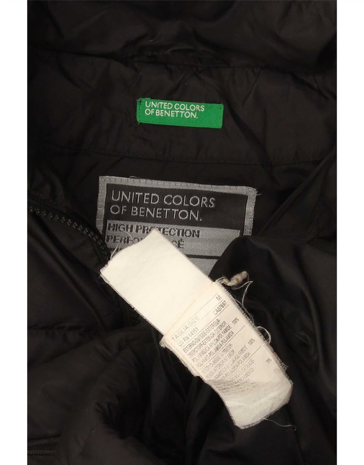 Benetton Dame Polstret Jakke UK 14 Medium Sort Nylon