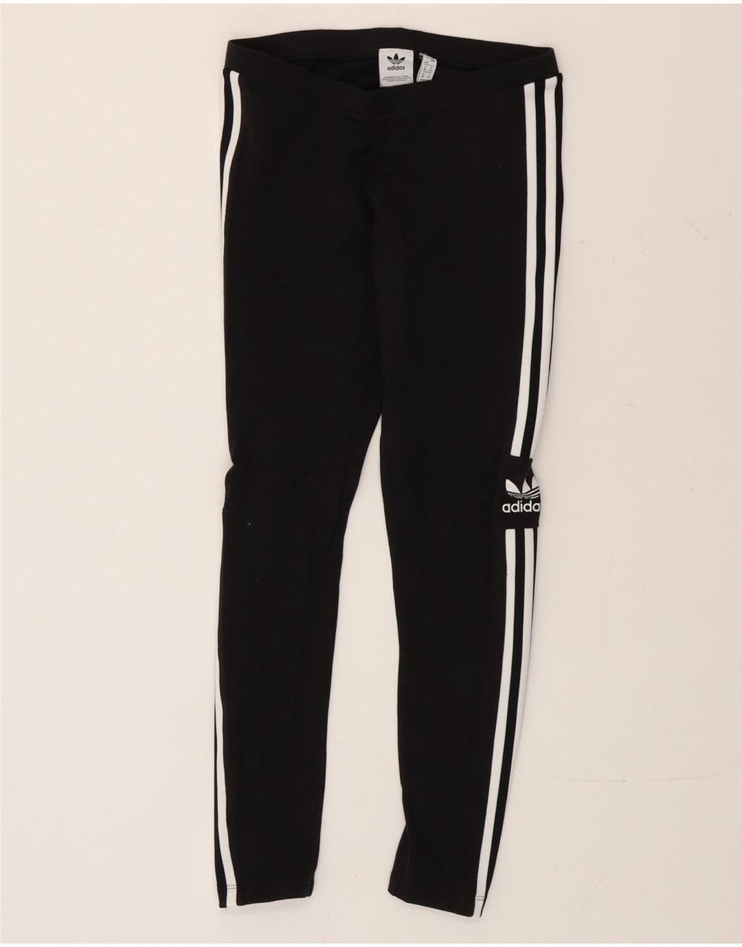 Adidas Dame Grafiske Leggings UK 12 Medium Sort Bomuld