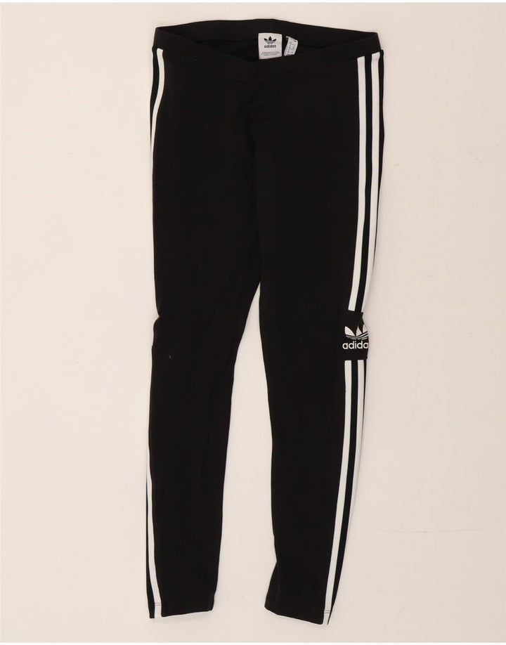 Adidas Dame Grafiske Leggings UK 12 Medium Sort Bomuld