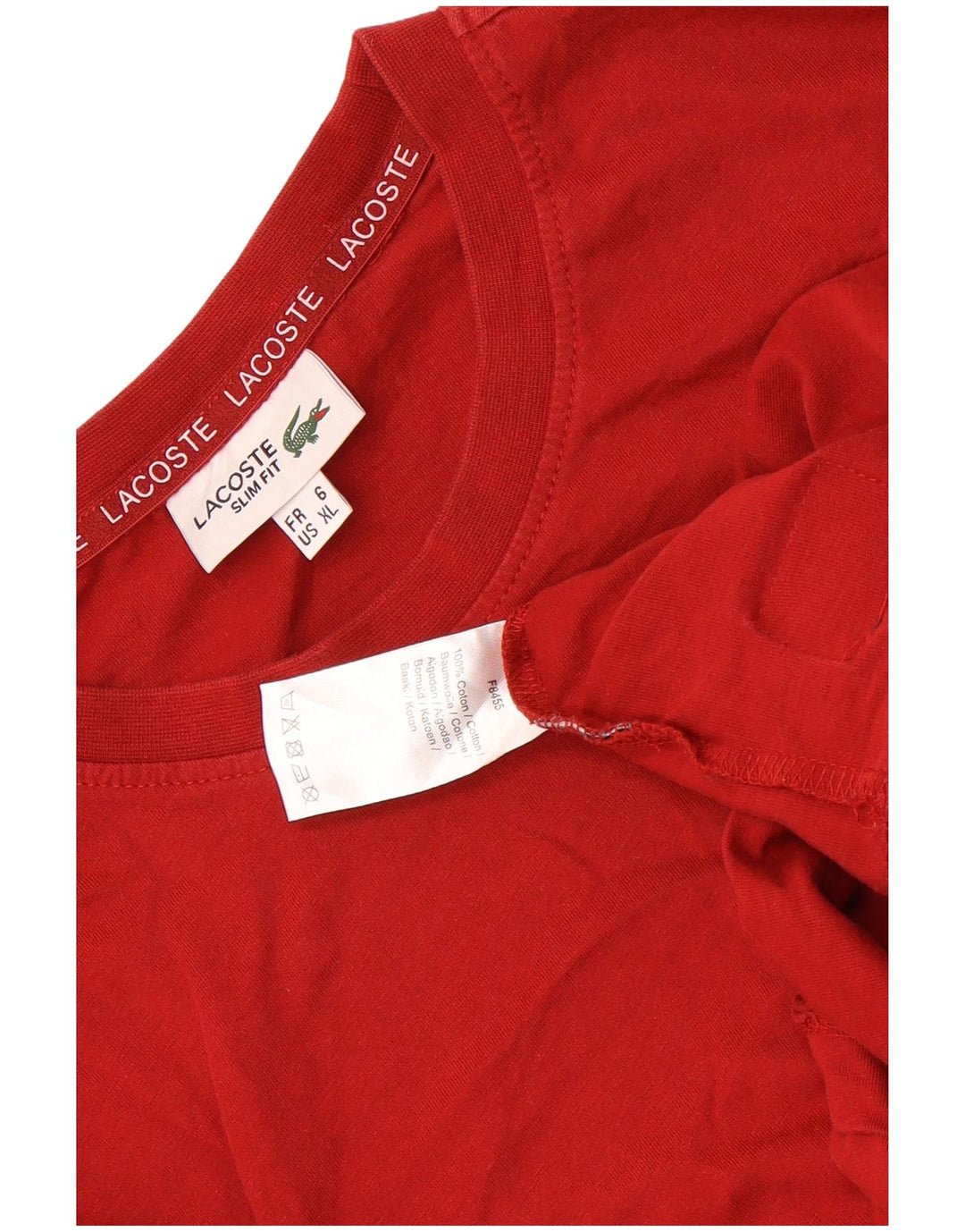 Lacoste Herre T-Shirt Top Størrelse 6 XL Rød Bomuld