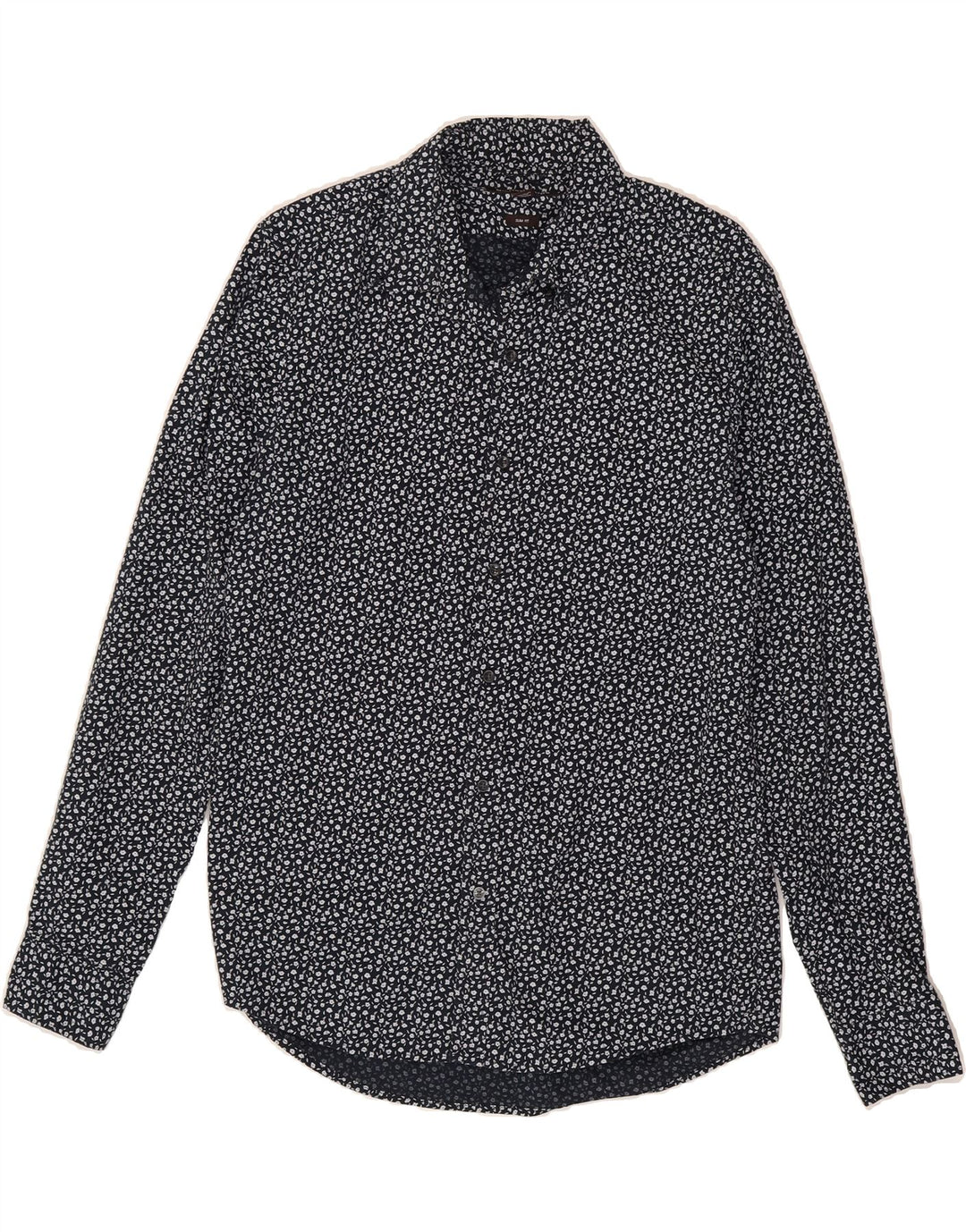 MICHAEL KORS Mens Slim Fit Shirt Medium Navy Blue Floral Cotton Vintage Michael Kors and Second-Hand Michael Kors from Messina Hembry 